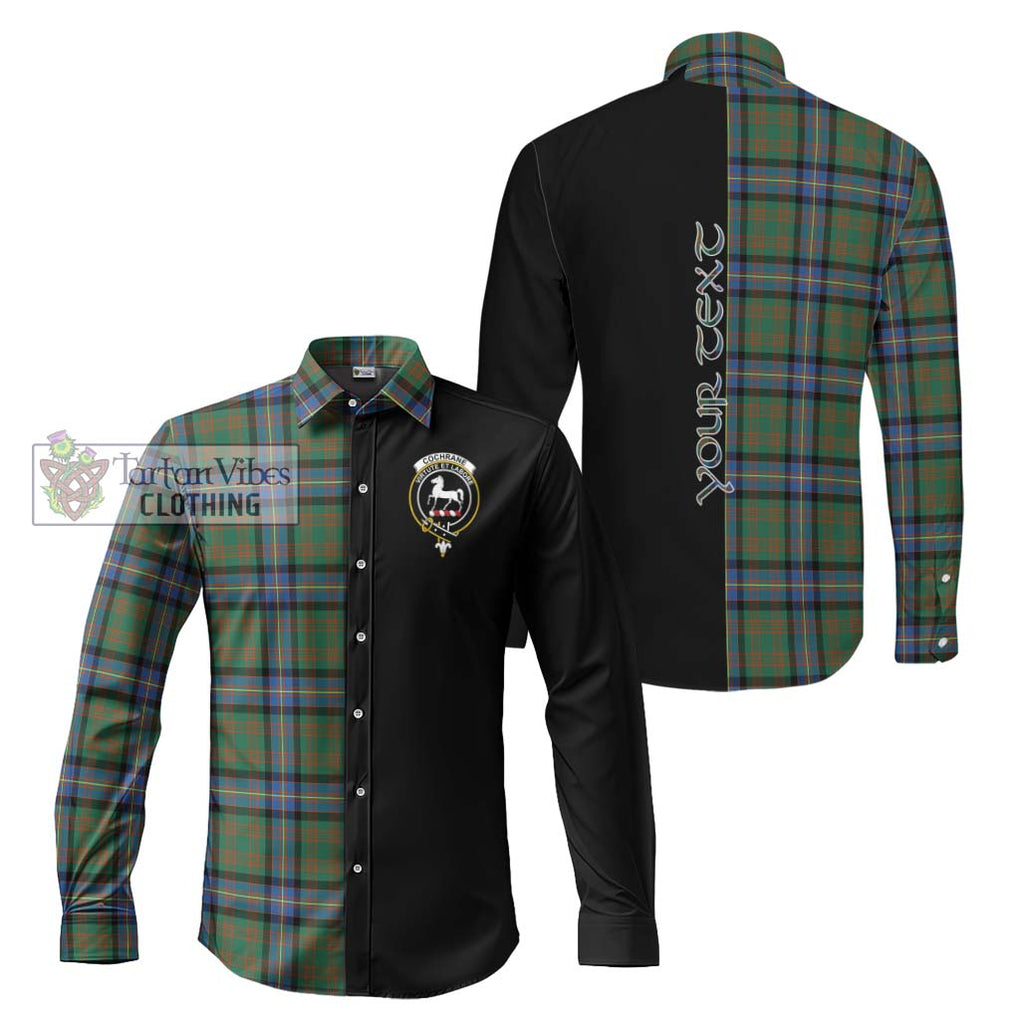 Cochrane Ancient Tartan Long Sleeve Button Shirt with Family Crest and Half Of Me Style Men's Shirt S - Tartanvibesclothing Shop