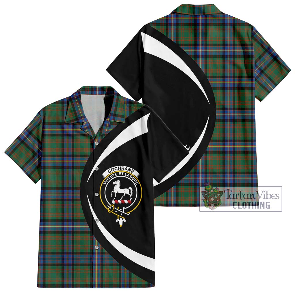 Cochrane Ancient Tartan Short Sleeve Button Up with Family Crest Circle Style Kid - Tartan Vibes Clothing