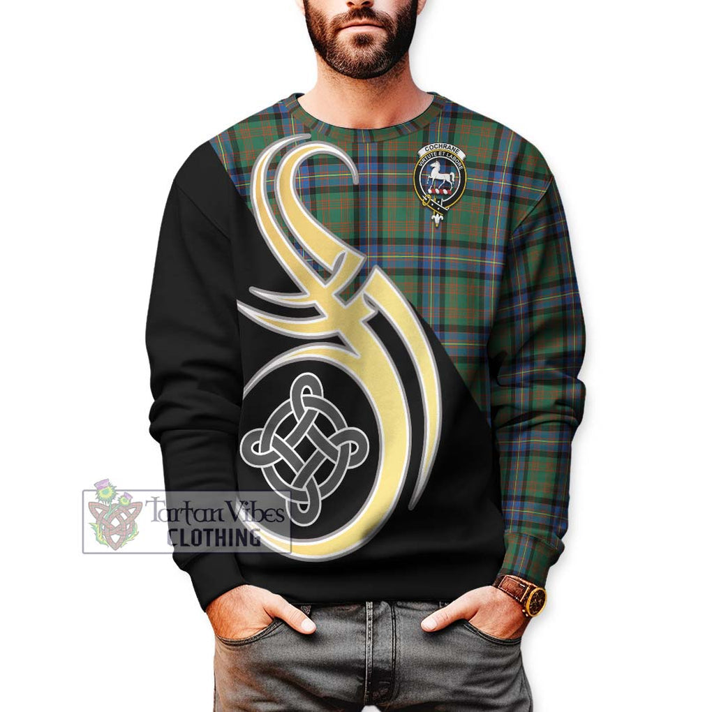 Cochrane Ancient Tartan Sweatshirt with Family Crest and Celtic Symbol Style Unisex - Tartan Vibes Clothing