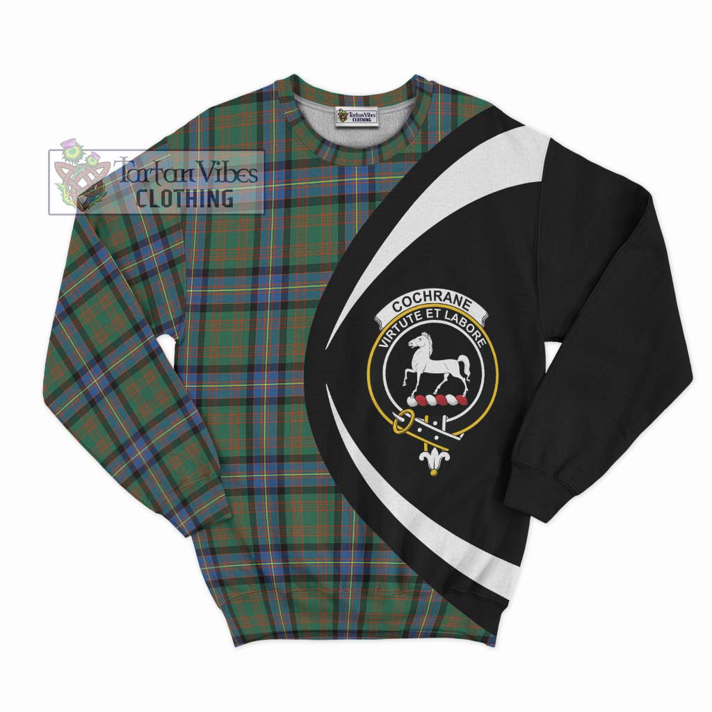 Cochrane Ancient Tartan Sweatshirt with Family Crest Circle Style Unisex - Tartan Vibes Clothing