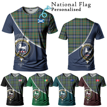 Cochrane Ancient Tartan T-Shirt with Personalised National Flag and Family Crest Half Style