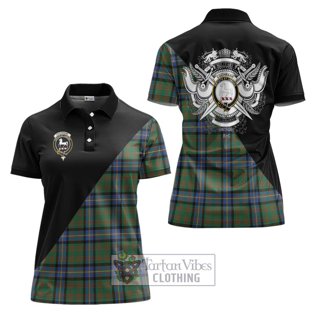 Cochrane Ancient Tartan Women's Polo Shirt with Family Crest and Military Logo Style Women - Tartanvibesclothing Shop