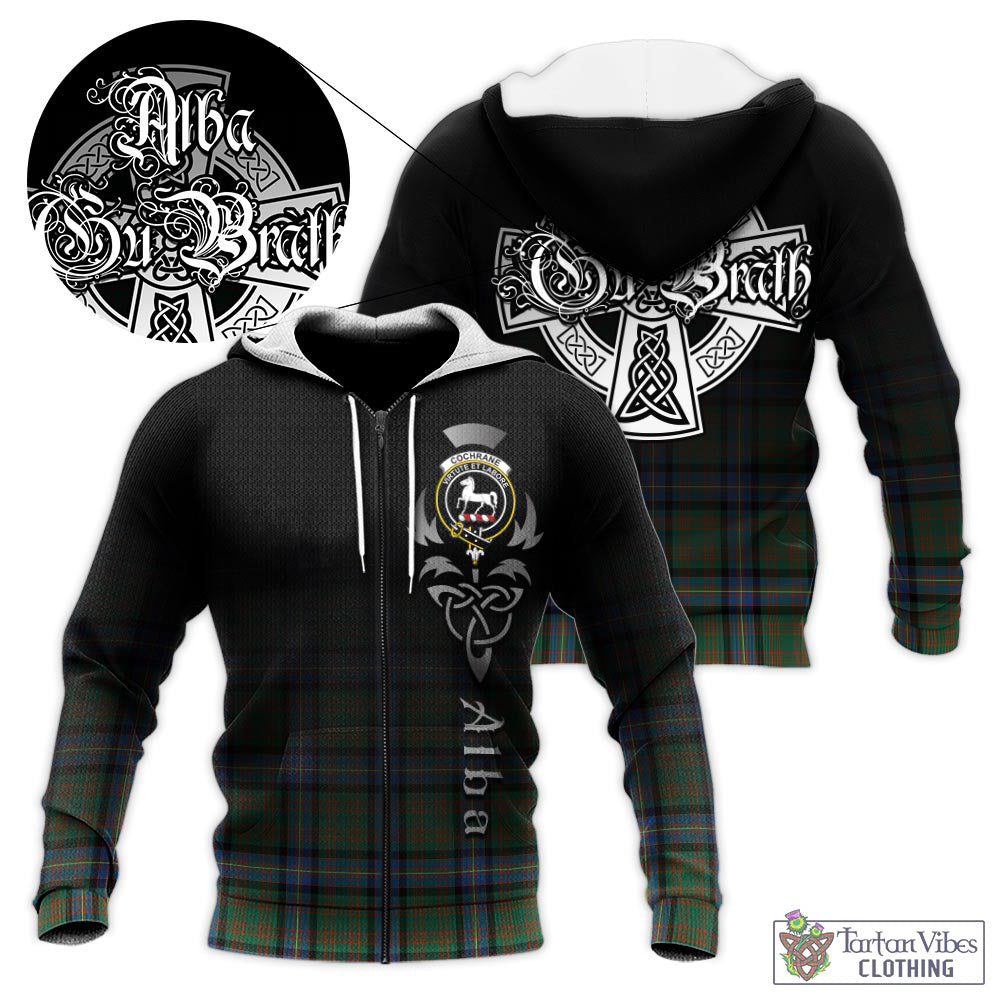 Tartan Vibes Clothing Cochrane Ancient Tartan Knitted Hoodie Featuring Alba Gu Brath Family Crest Celtic Inspired