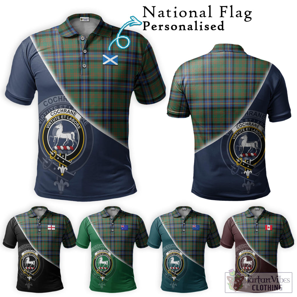 Cochrane Ancient Tartan Polo Shirt with Personalised National Flag and Family Crest Half Style Maroon - Tartanvibesclothing Shop