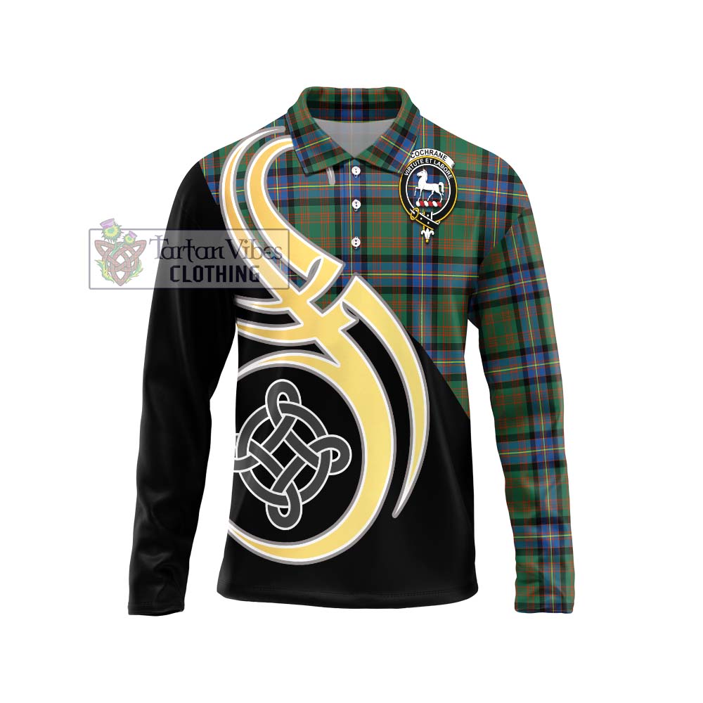 Cochrane Ancient Tartan Long Sleeve Polo Shirt with Family Crest and Celtic Symbol Style Unisex - Tartan Vibes Clothing