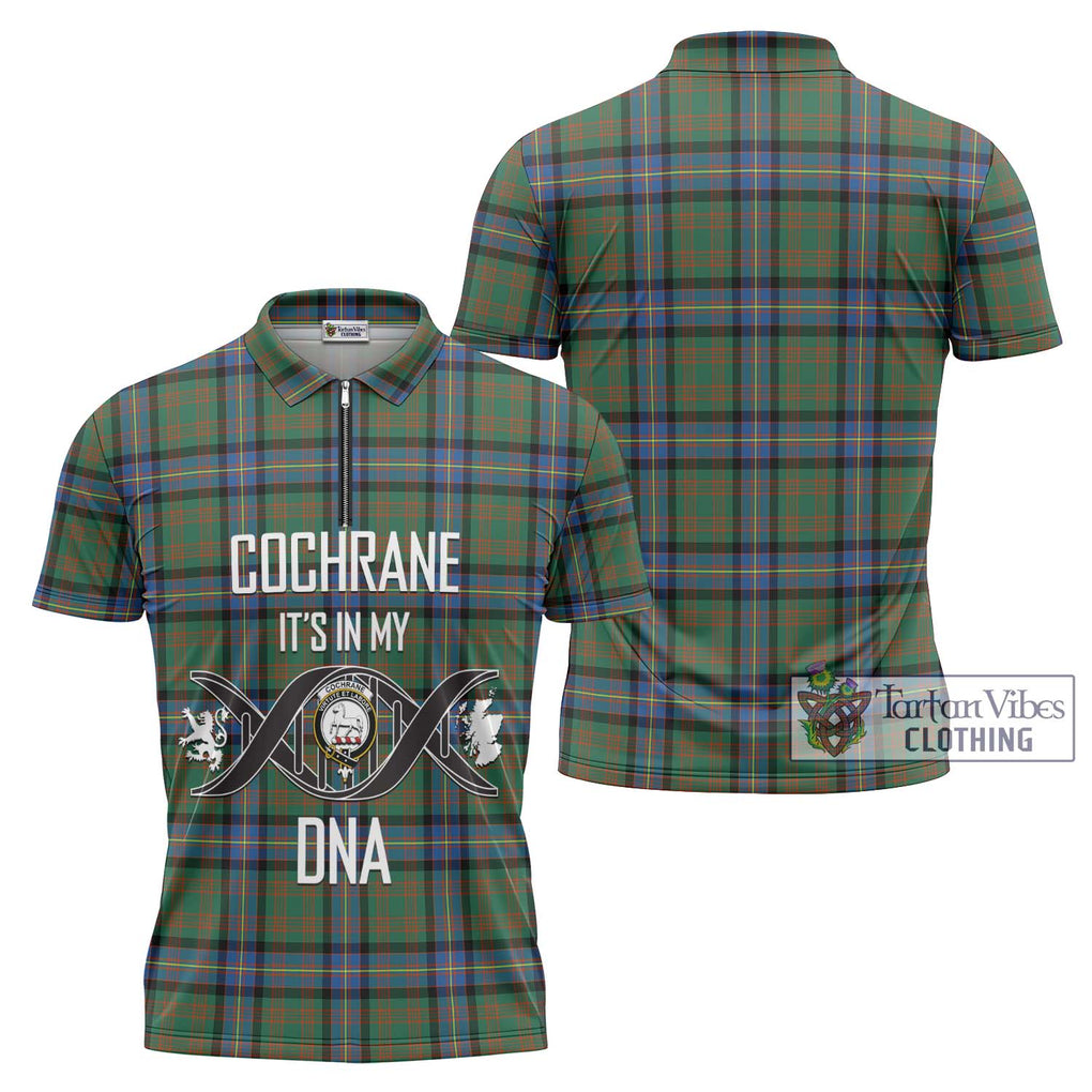 Cochrane Ancient Tartan Zipper Polo Shirt with Family Crest DNA In Me Style Unisex - Tartanvibesclothing Shop