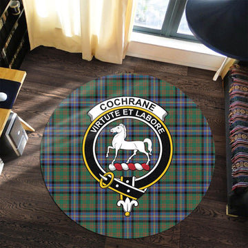 Cochrane Ancient Tartan Round Rug with Family Crest