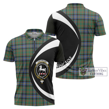 Cochrane Ancient Tartan Zipper Polo Shirt with Family Crest Circle Style