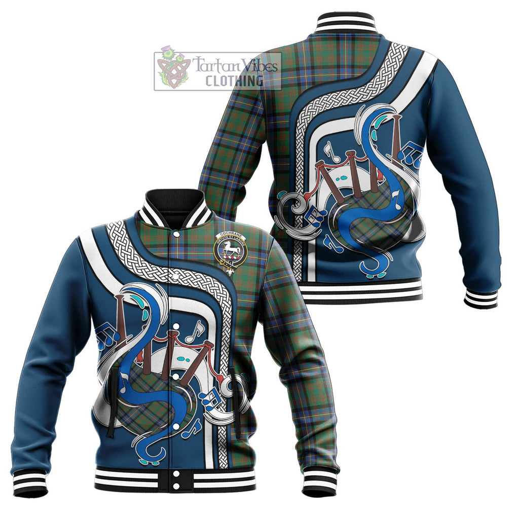 Tartan Vibes Clothing Cochrane Ancient Tartan Baseball Jacket with Epic Bagpipe Style