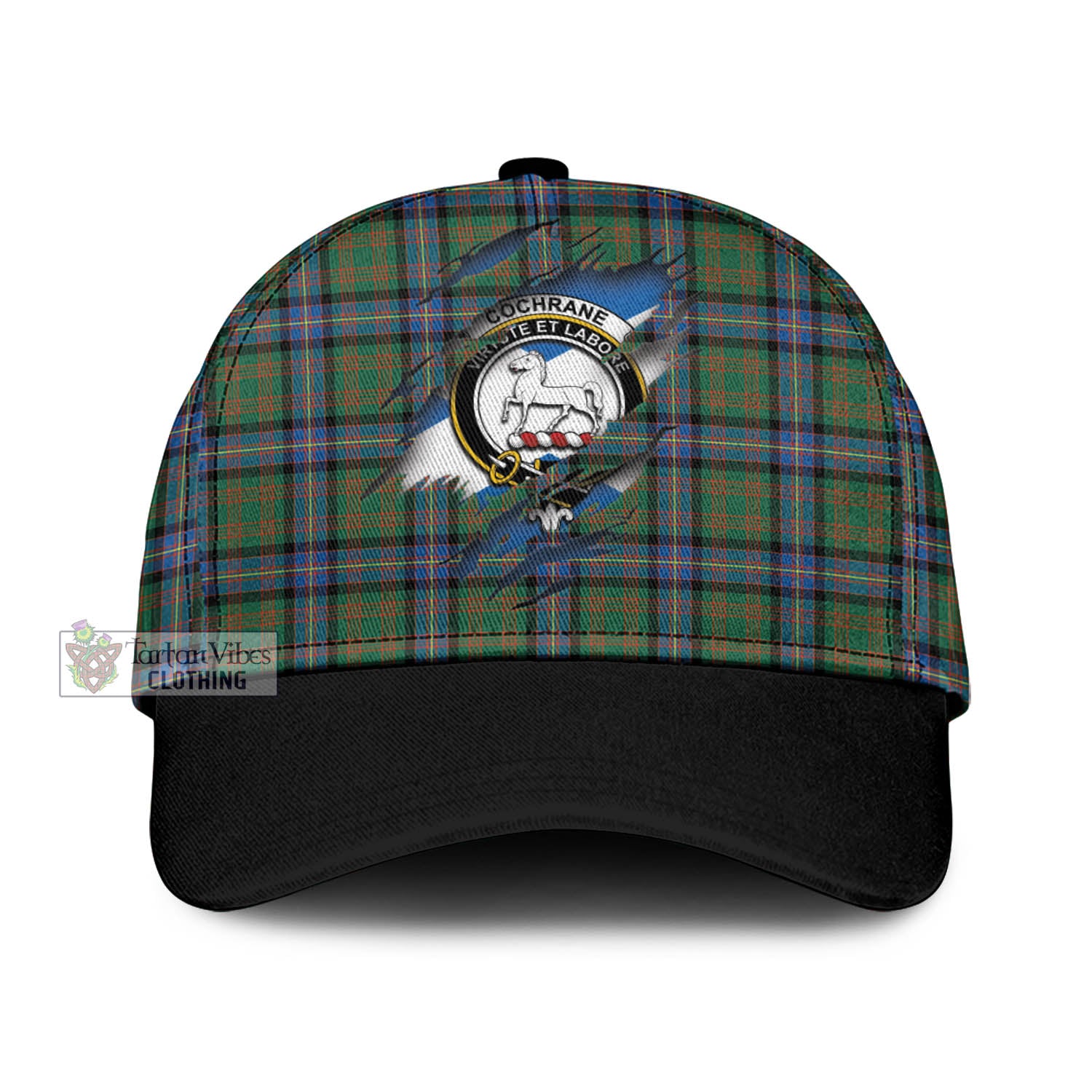 Tartan Vibes Clothing Cochrane Ancient Tartan Classic Cap with Family Crest In Me Style