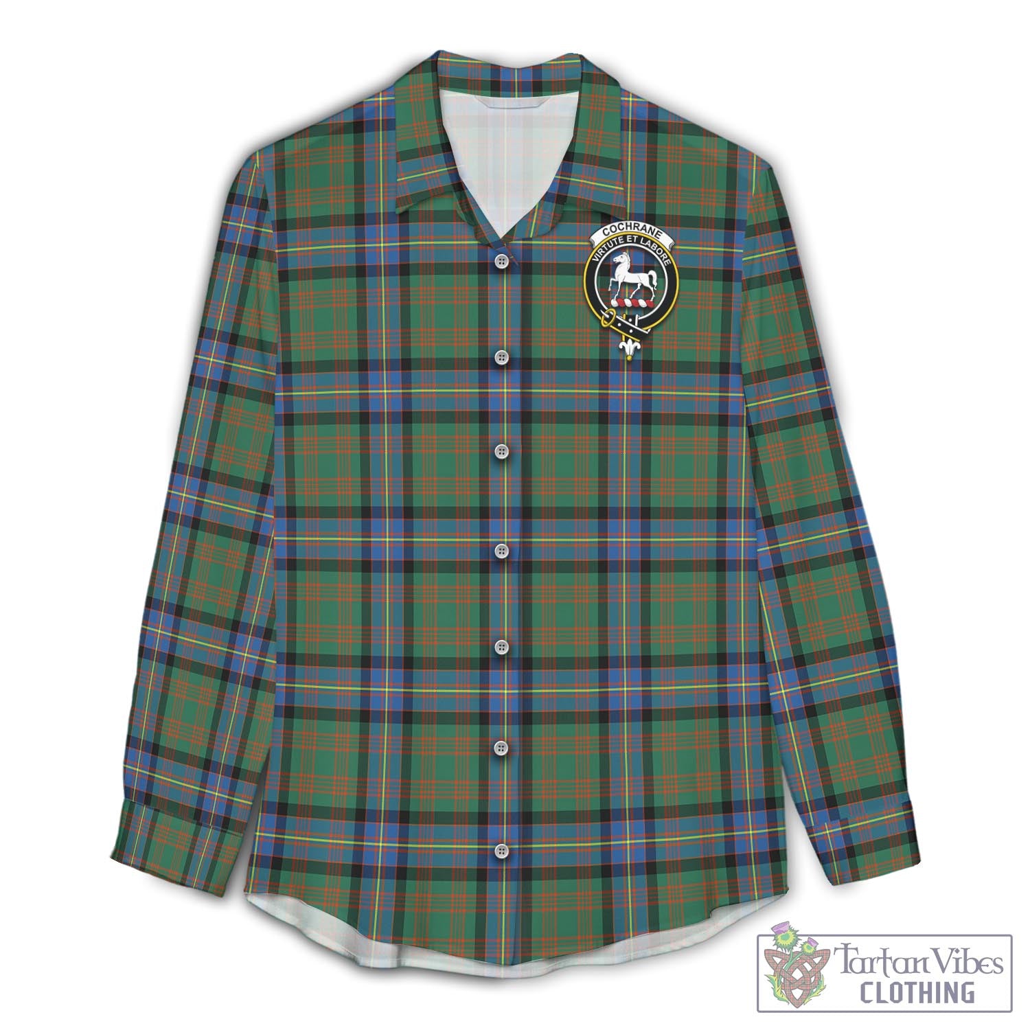 Tartan Vibes Clothing Cochrane Ancient Tartan Womens Casual Shirt with Family Crest