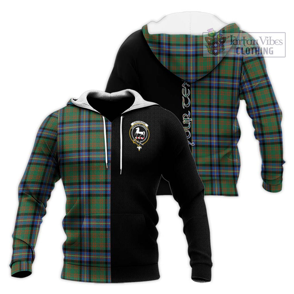 Cochrane Ancient Tartan Knitted Hoodie with Family Crest and Half Of Me Style Unisex Knitted Pullover Hoodie - Tartanvibesclothing Shop