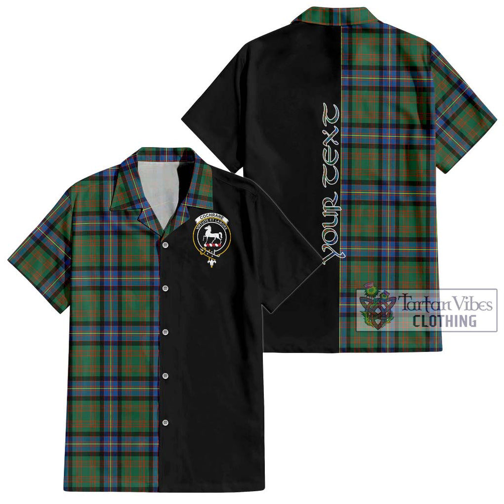 Cochrane Ancient Tartan Short Sleeve Button Shirt with Family Crest and Half Of Me Style Kid - Tartanvibesclothing Shop