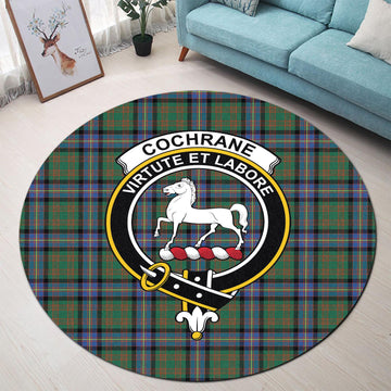 Cochrane Ancient Tartan Round Rug with Family Crest