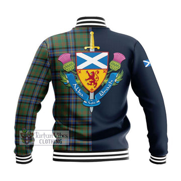 Cochrane Ancient Tartan Baseball Jacket Alba with Scottish Lion Royal Arm Half Style