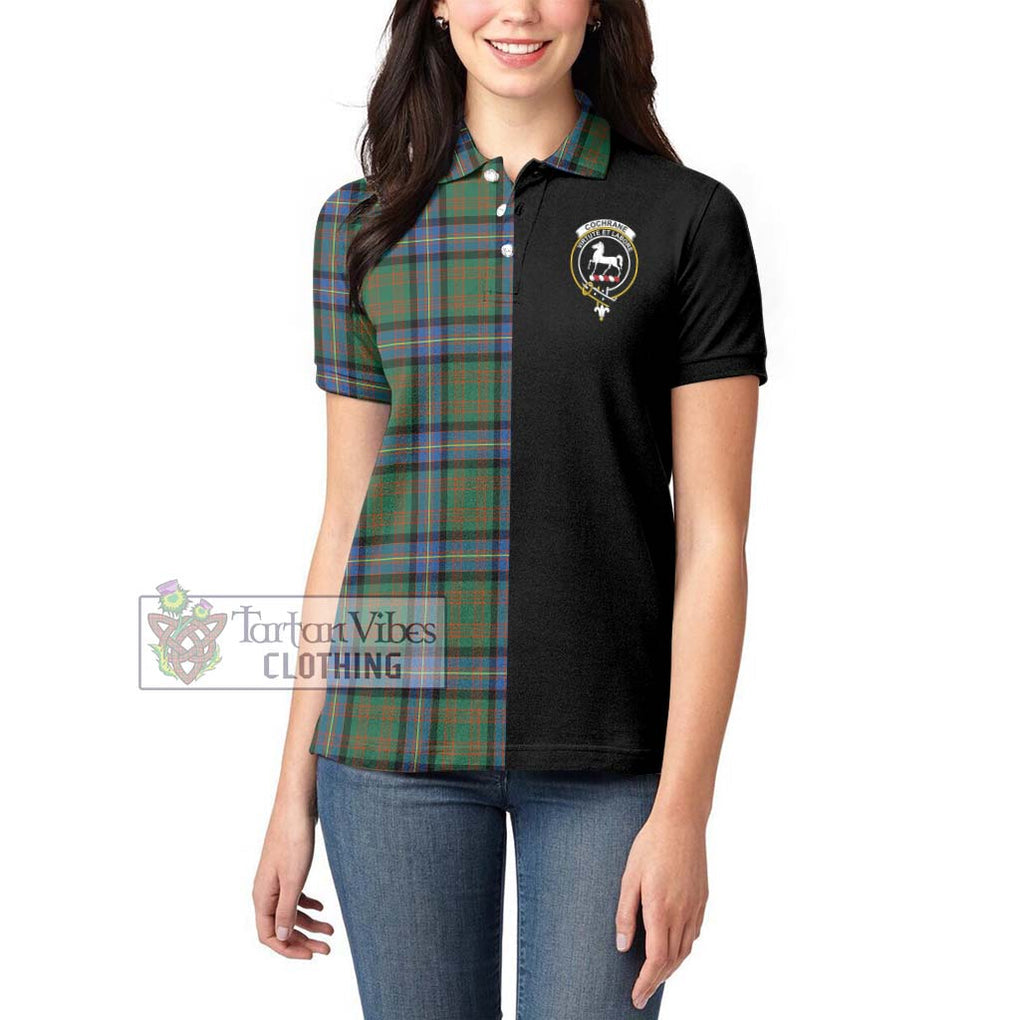 Cochrane Ancient Tartan Women's Polo Shirt with Family Crest and Half Of Me Style - Tartanvibesclothing Shop