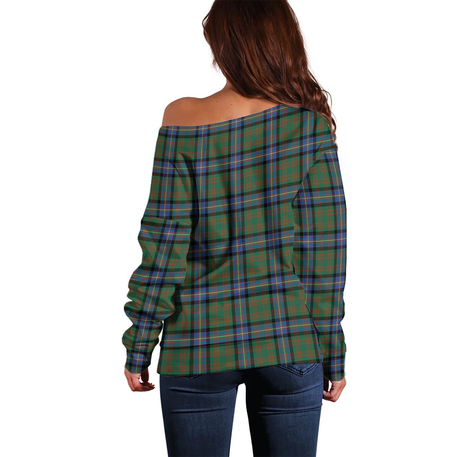 Cochrane Ancient Tartan Off Shoulder Women Sweater with Family Crest - Tartanvibesclothing