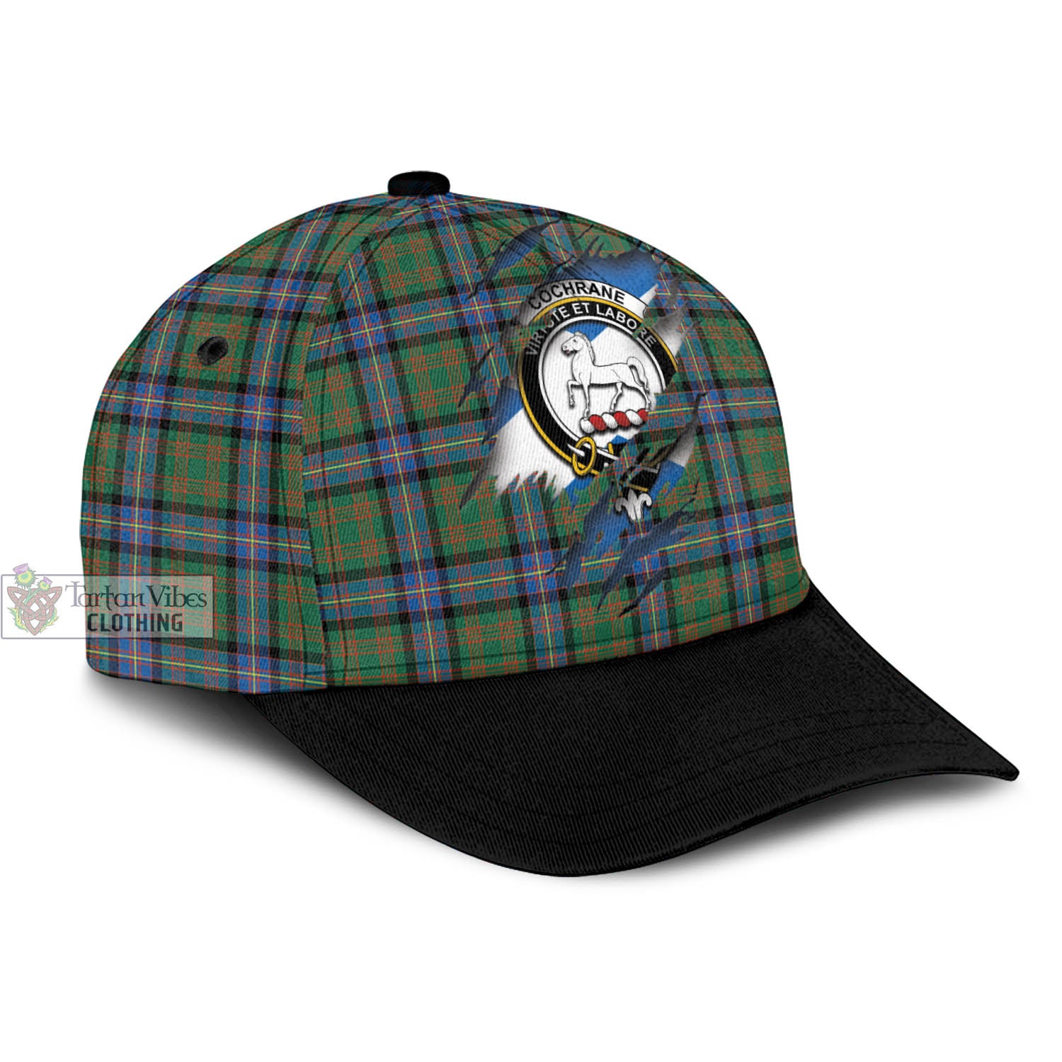 Tartan Vibes Clothing Cochrane Ancient Tartan Classic Cap with Family Crest In Me Style