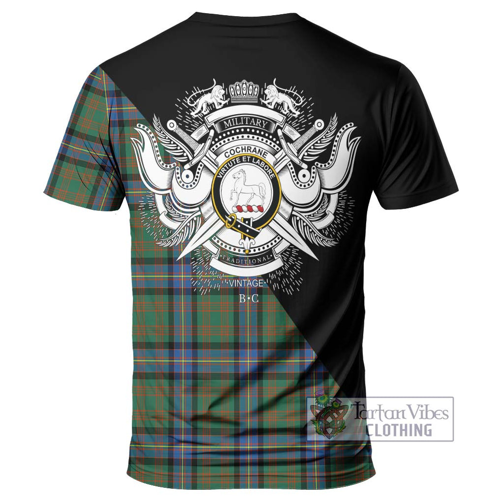 Cochrane Ancient Tartan T-Shirt with Family Crest and Military Logo Style - Tartanvibesclothing Shop