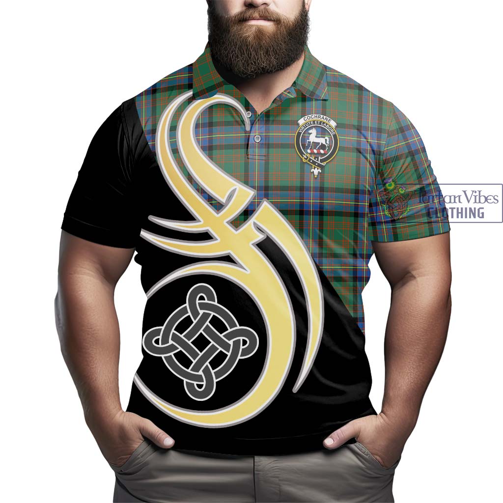 Cochrane Ancient Tartan Polo Shirt with Family Crest and Celtic Symbol Style - Tartan Vibes Clothing