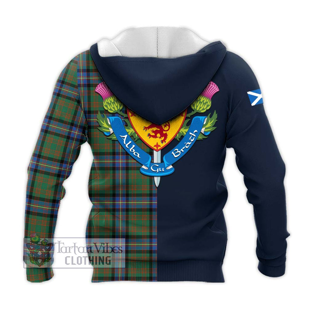 Tartan Vibes Clothing Cochrane Ancient Tartan Knitted Hoodie with Scottish Lion Royal Arm Half Style