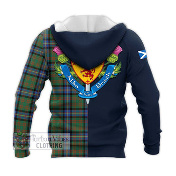 Cochrane Ancient Tartan Knitted Hoodie Alba with Scottish Lion Royal Arm Half Style