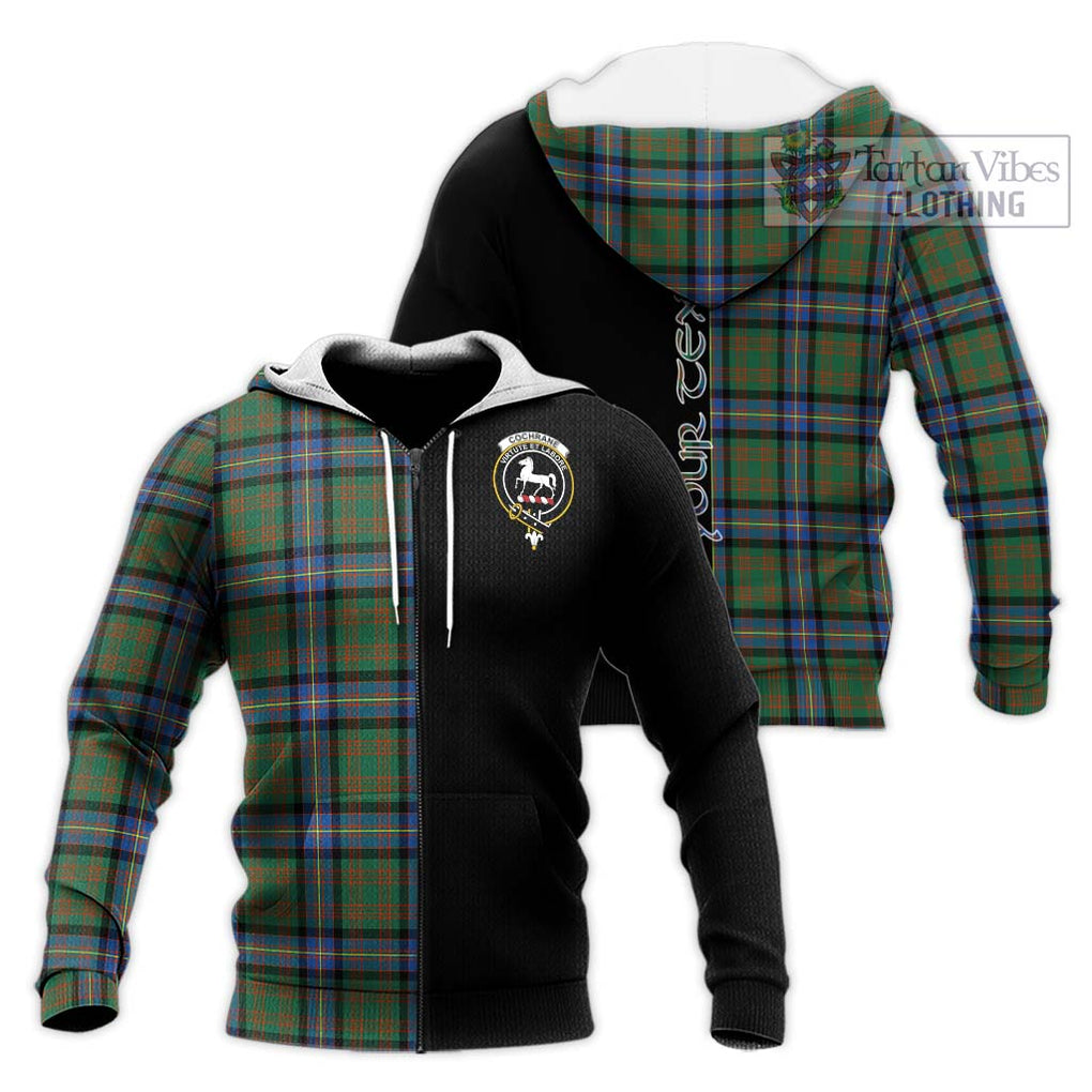 Cochrane Ancient Tartan Knitted Hoodie with Family Crest and Half Of Me Style Unisex Knitted Zip Hoodie - Tartanvibesclothing Shop