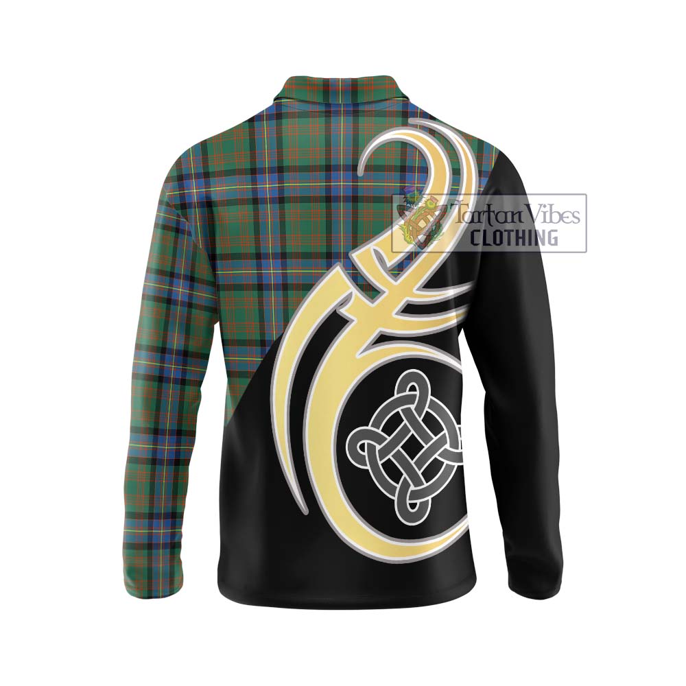 Cochrane Ancient Tartan Long Sleeve Polo Shirt with Family Crest and Celtic Symbol Style - Tartan Vibes Clothing