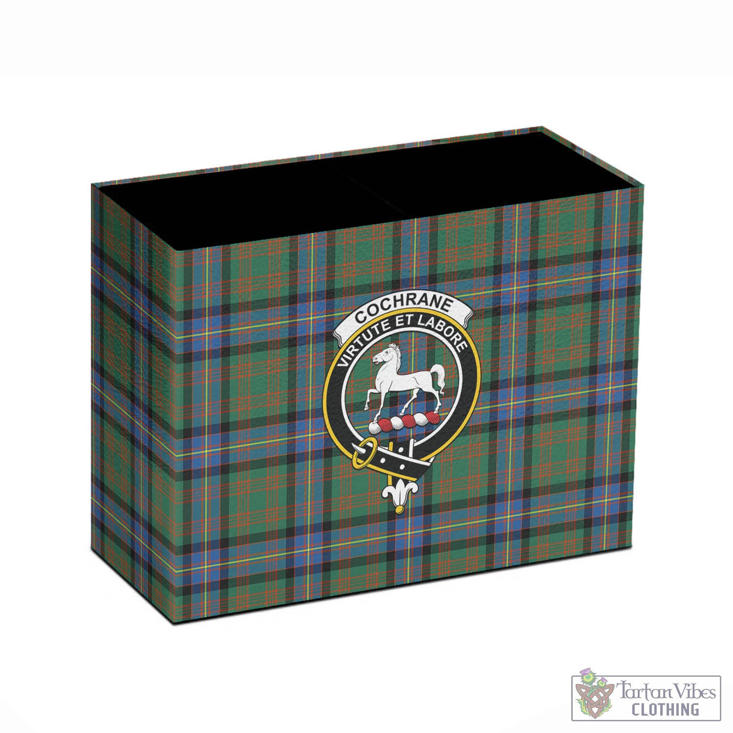 Tartan Vibes Clothing Cochrane Ancient Tartan Pen Holder with Family Crest