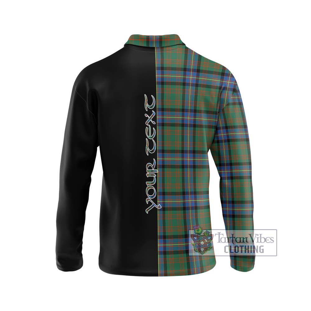 Cochrane Ancient Tartan Long Sleeve Polo Shirt with Family Crest and Half Of Me Style - Tartanvibesclothing Shop