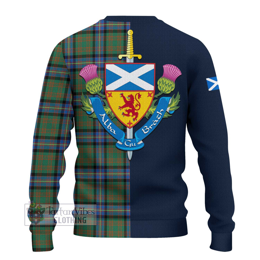 Tartan Vibes Clothing Cochrane Ancient Tartan Knitted Sweater with Scottish Lion Royal Arm Half Style