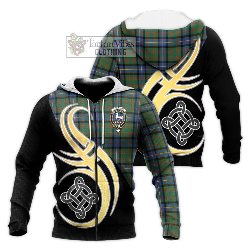 Cochrane Ancient Tartan Knitted Hoodie with Family Crest and Celtic Symbol Style Unisex Knitted Zip Hoodie - Tartan Vibes Clothing