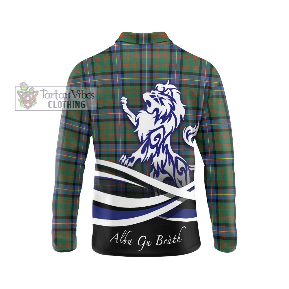 Cochrane Ancient Tartan Long Sleeve Polo Shirt with Alba Gu Brath Regal Lion Emblem - Tartanvibesclothing Shop