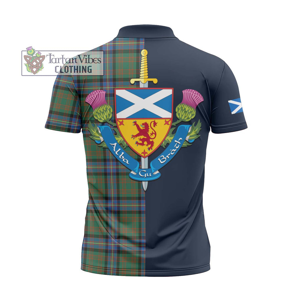 Tartan Vibes Clothing Cochrane Ancient Tartan Zipper Polo Shirt with Scottish Lion Royal Arm Half Style