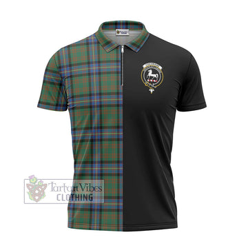 Cochrane Ancient Tartan Zipper Polo Shirt with Family Crest and Half Of Me Style