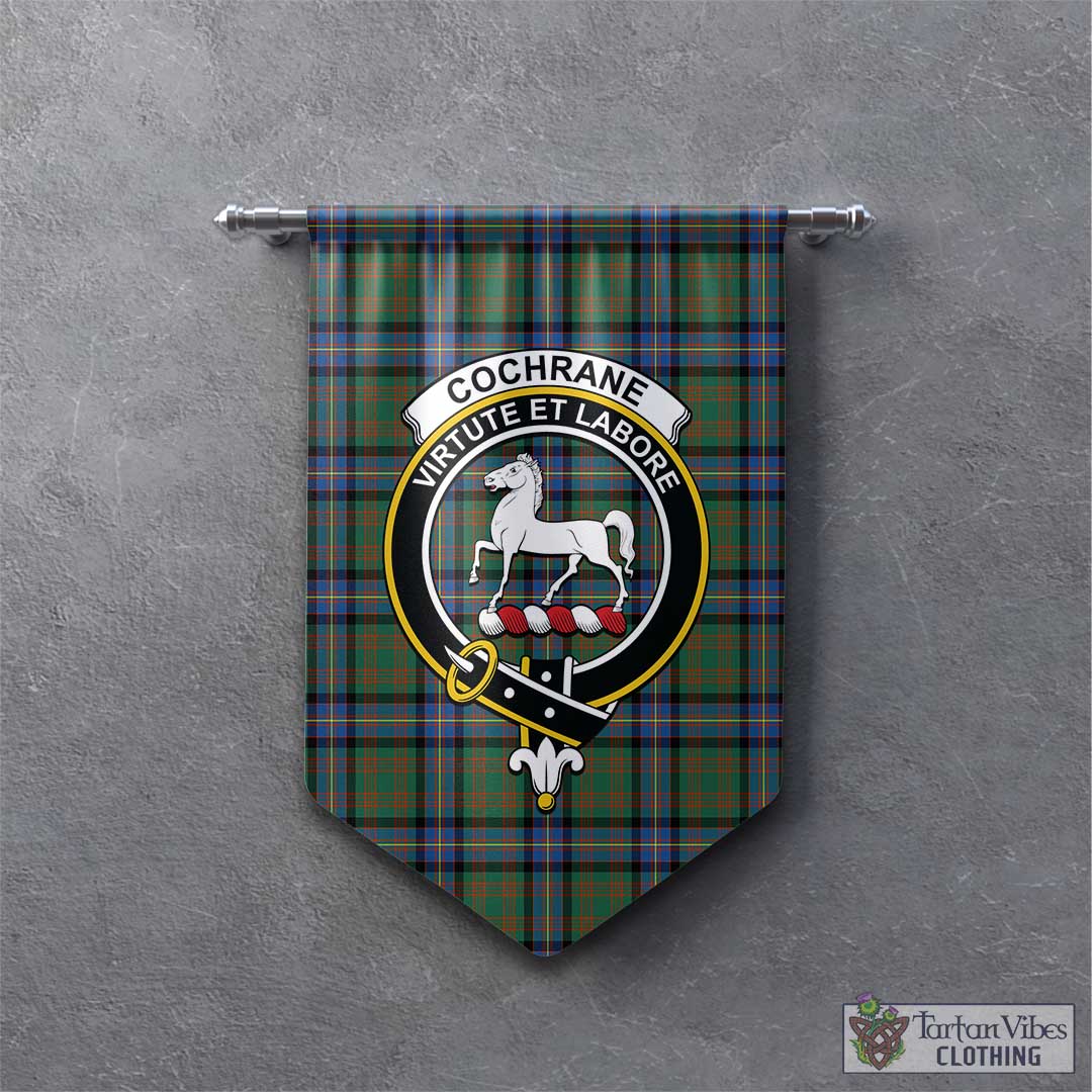 Tartan Vibes Clothing Cochrane Ancient Tartan Gonfalon, Tartan Banner with Family Crest