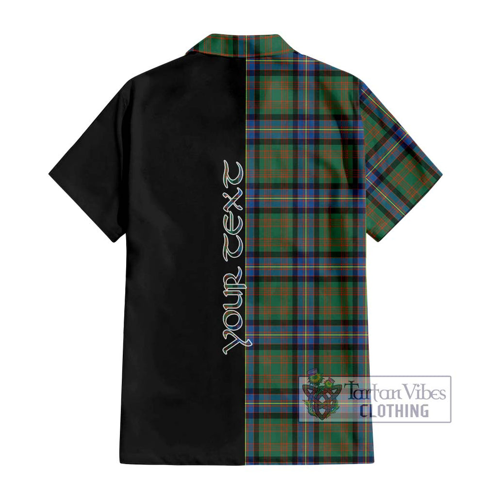 Cochrane Ancient Tartan Short Sleeve Button Shirt with Family Crest and Half Of Me Style - Tartanvibesclothing Shop