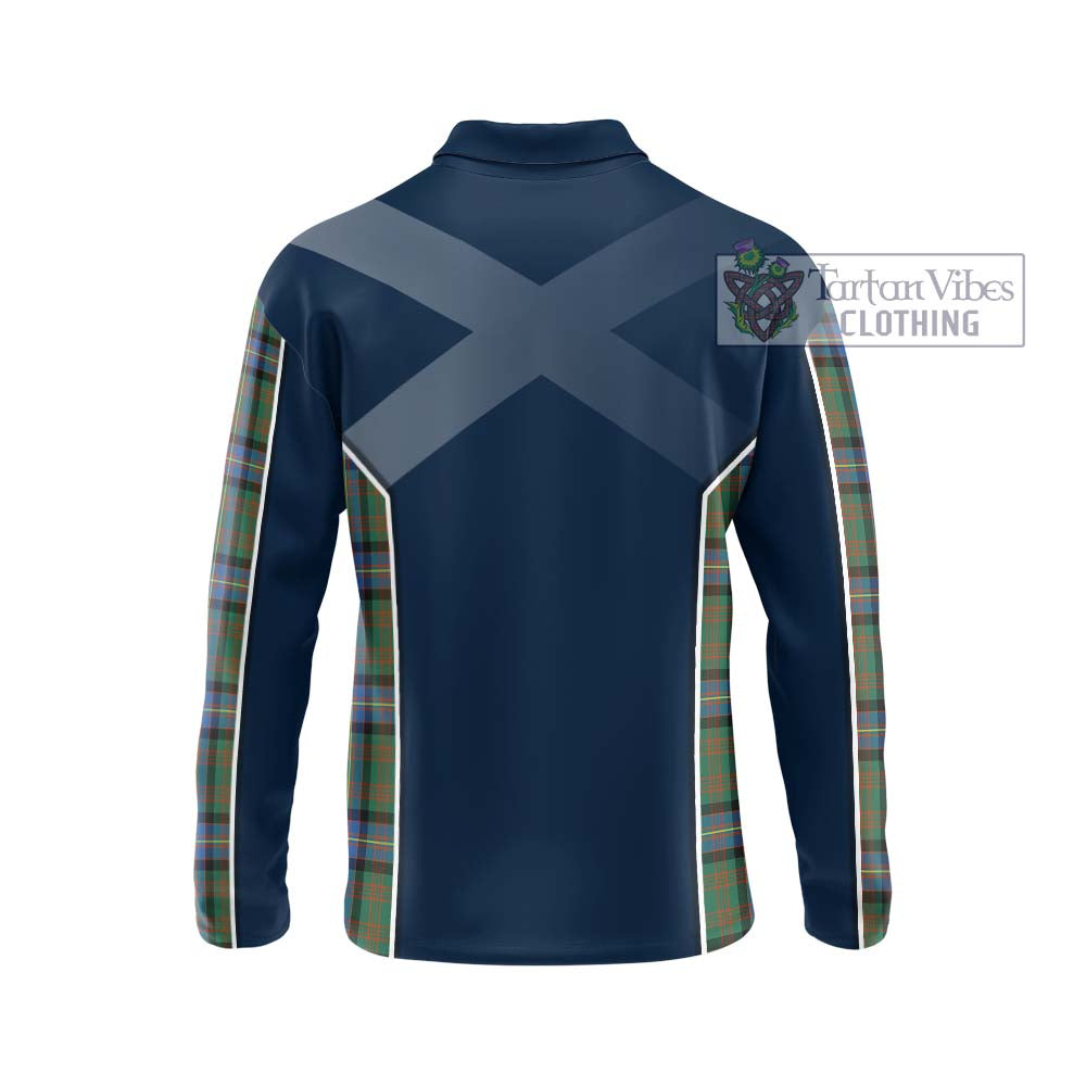 Cochrane Ancient Tartan Long Sleeve Polo Shirt with Family Crest and Lion Rampant Vibes Sport Style - Tartan Vibes Clothing