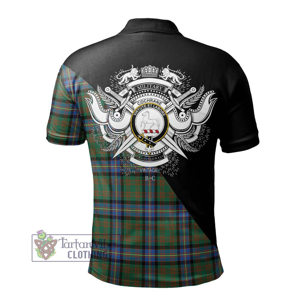 Cochrane Ancient Tartan Polo Shirt with Family Crest and Military Logo Style - Tartanvibesclothing Shop