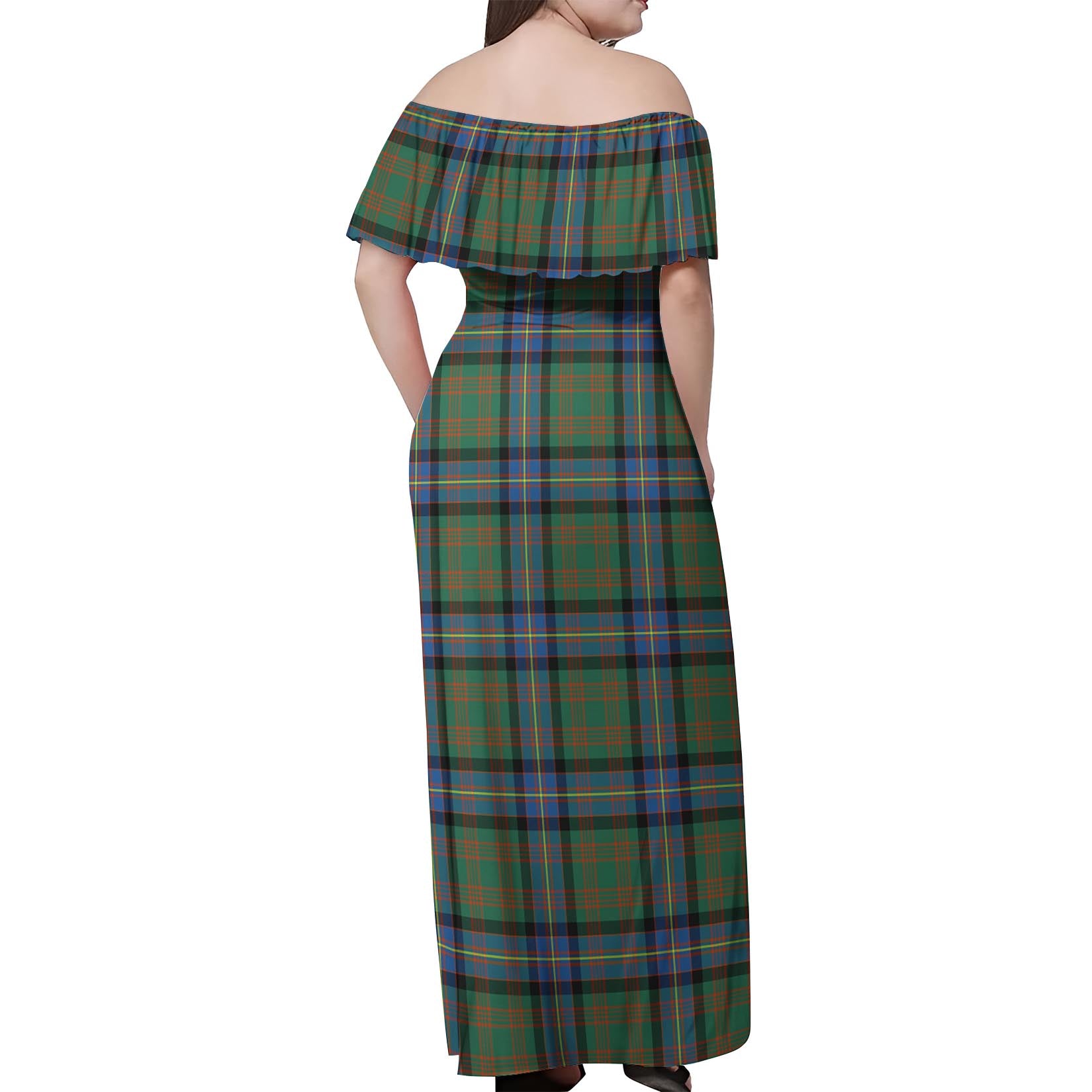 Cochrane Ancient Tartan Off Shoulder Long Dress - Tartanvibesclothing