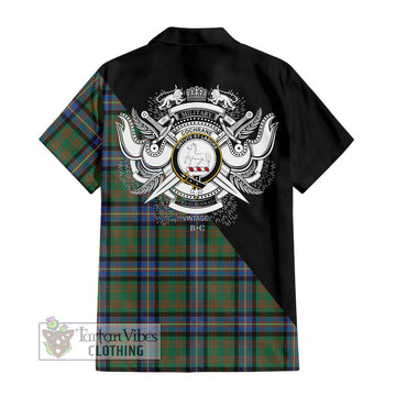 Cochrane Ancient Tartan Short Sleeve Button Shirt with Family Crest and Military Logo Style