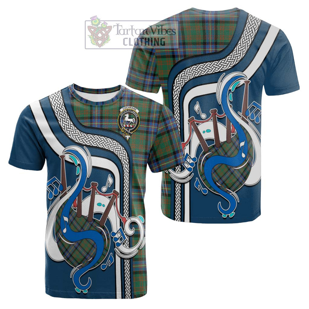 Tartan Vibes Clothing Cochrane Ancient Tartan Cotton T-shirt with Epic Bagpipe Style