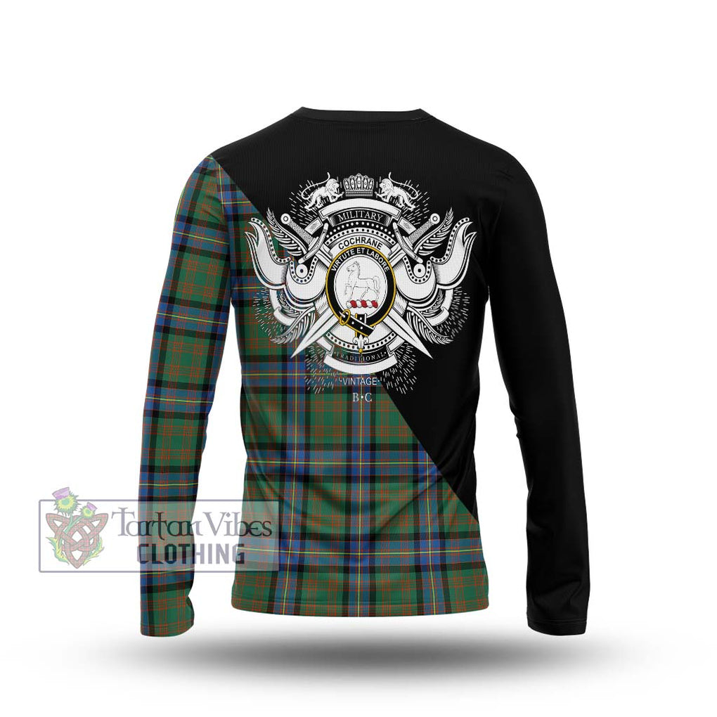 Cochrane Ancient Tartan Long Sleeve T-Shirt with Family Crest and Military Logo Style - Tartanvibesclothing Shop