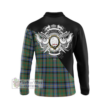 Cochrane Ancient Tartan Long Sleeve Polo Shirt with Family Crest and Military Logo Style