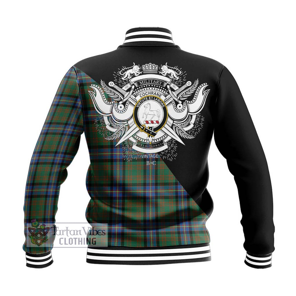 Cochrane Ancient Tartan Baseball Jacket with Family Crest and Military Logo Style - Tartanvibesclothing Shop