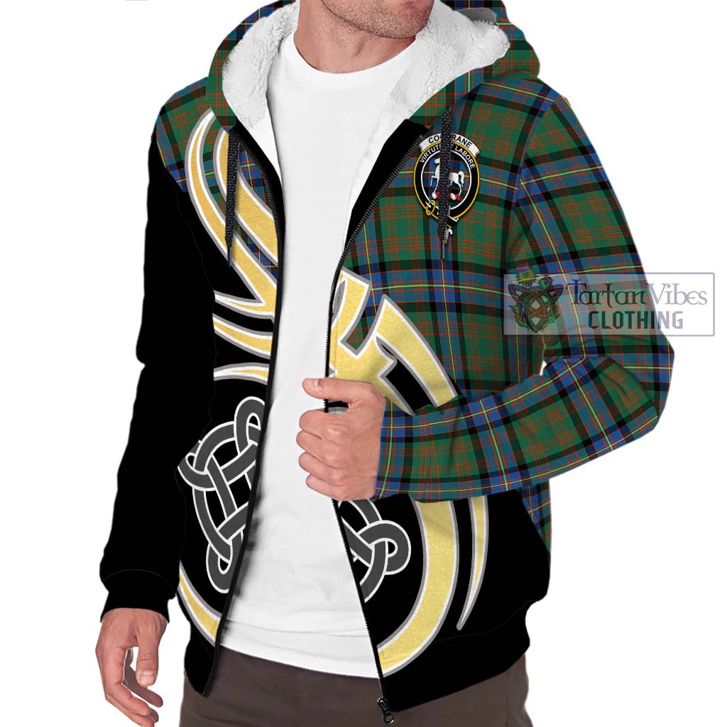 Cochrane Ancient Tartan Sherpa Hoodie with Family Crest and Celtic Symbol Style - Tartan Vibes Clothing