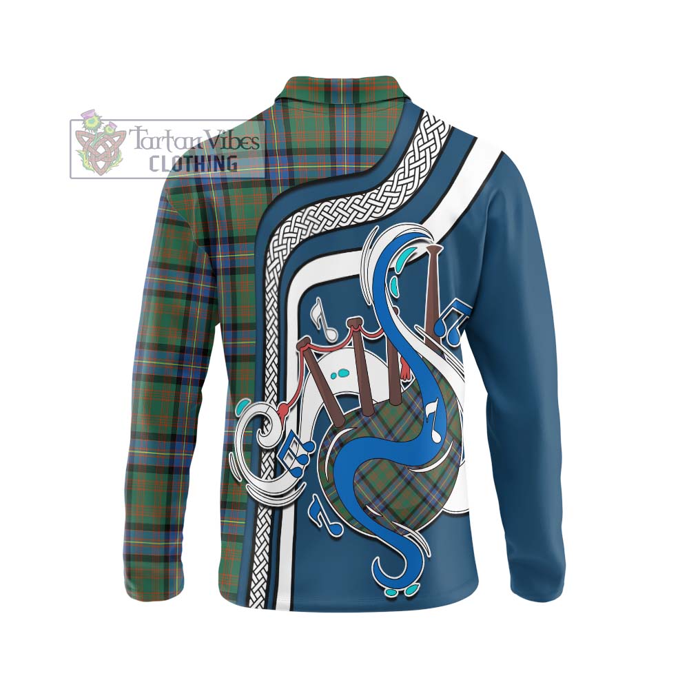 Tartan Vibes Clothing Cochrane Ancient Tartan Long Sleeve Polo Shirt with Epic Bagpipe Style