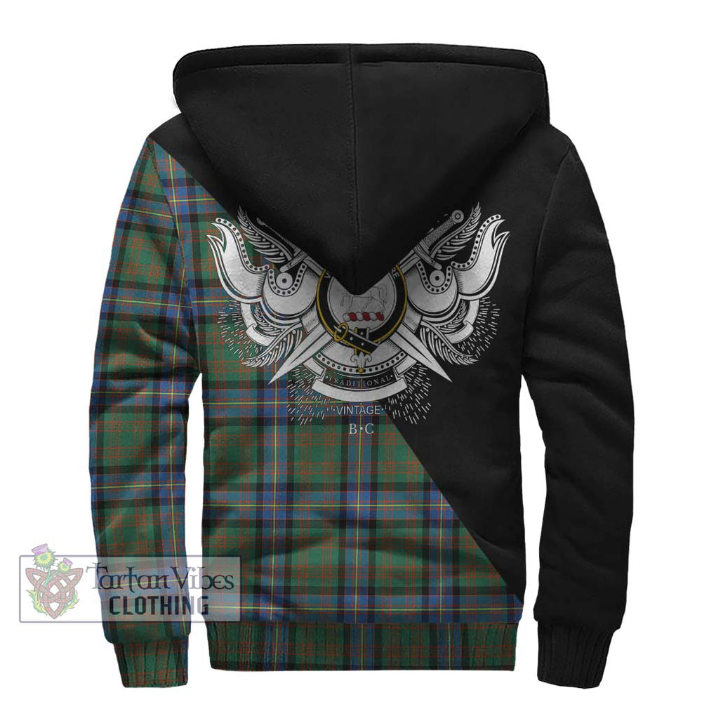 Cochrane Ancient Tartan Sherpa Hoodie with Family Crest and Military Logo Style - Tartanvibesclothing Shop