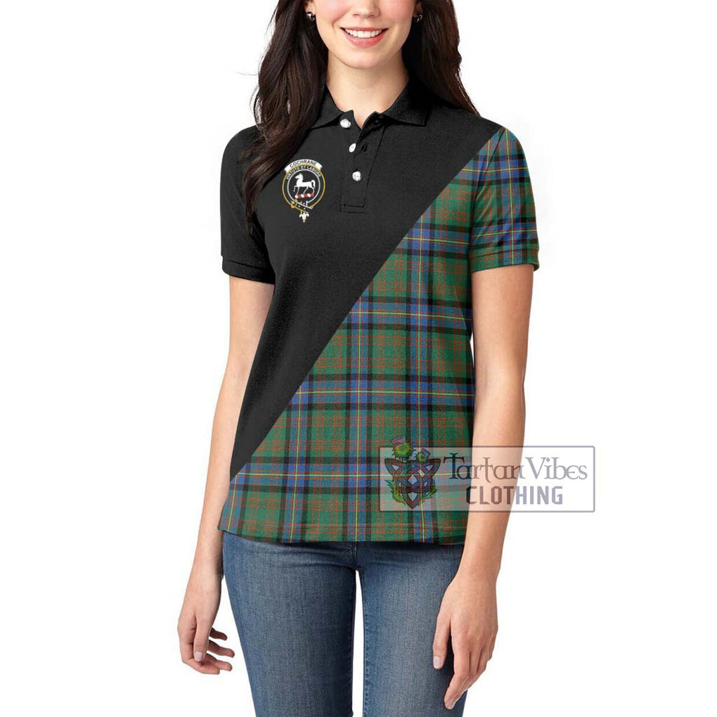 Cochrane Ancient Tartan Women's Polo Shirt with Family Crest and Military Logo Style - Tartanvibesclothing Shop