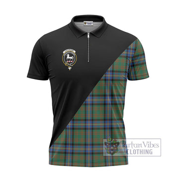 Cochrane Ancient Tartan Zipper Polo Shirt with Family Crest and Military Logo Style